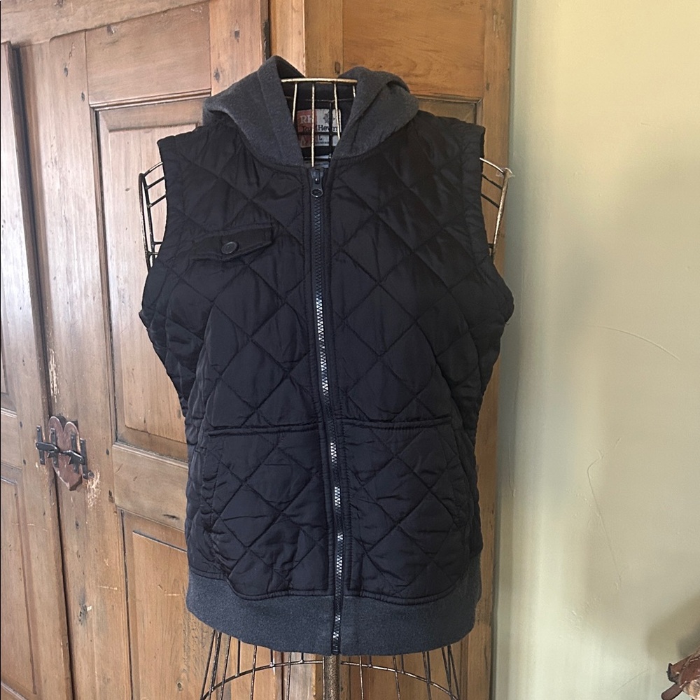 Ruff Hewn Black Quilted Vest with Hood